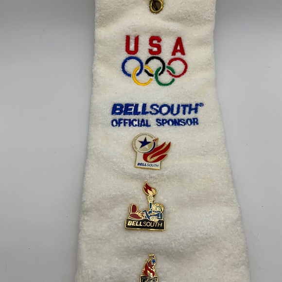Vintage Bellsouth USA 1996 Olympic Games Embroidered Towel and Pins - Picture 4 of 16